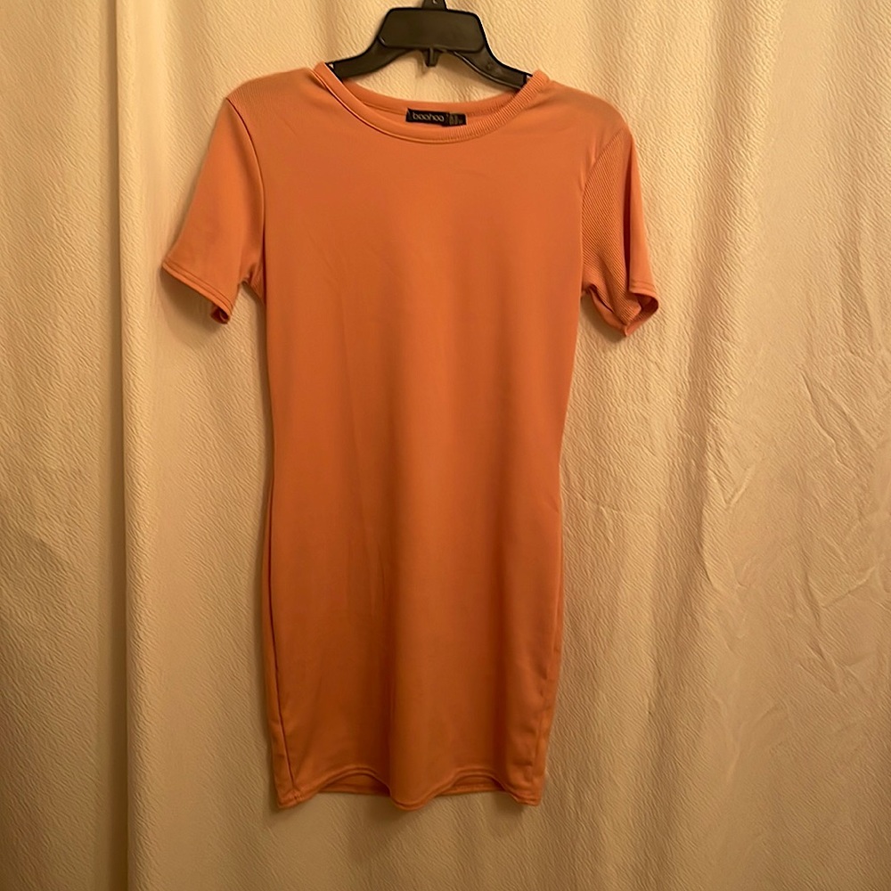 Peach mini t shirt dress from boohoo, size 14